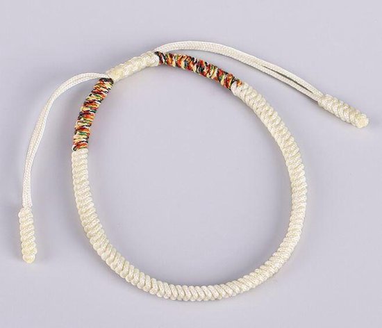 Premium handgeknoopte Tibetaanse armband - Wit multi kleur