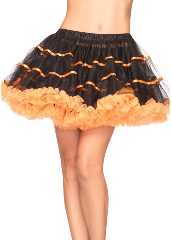 Haalbaar vijandigheid tack Gelaagde Tule Petticoat Met Satijnen Band Zwart-Oranje | One Size | Carnaval  kostuum |... | bol.com