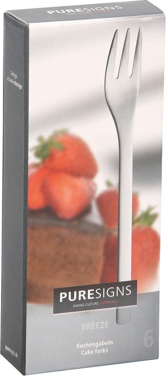 PURESIGNS ONE Extra gebaksvorkjes / taartvorkjes – 6 stuks – mat RVS 18/10