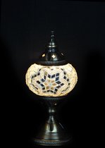 Sfeerverlichting Online tafellamp wit glas mozaïek Ø 13 cm en hoogte 28 cm - Turkse tafellamp - Oosterse tafellamp
