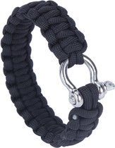 Paracord armband - Roestvrij staal - Ronde sluiting - Zwart