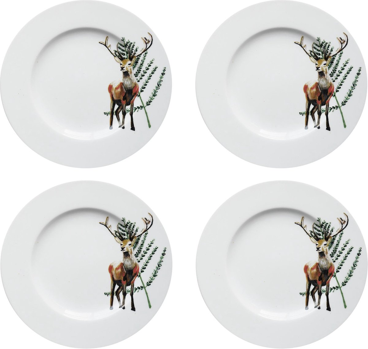4 x Ontbijtborden 21 cm Festive Season Hert