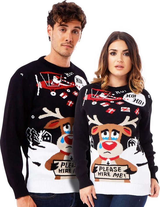 Foute Kersttrui Dames & Heren - Christmas Sweater "Geef Rudolf een Tweede Kans" - Kerst trui Mannen & Vrouwen Maat L