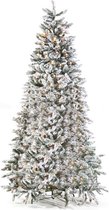Besneeuwde Kunstkerstboom met warme LED verlichting - Flock LED - Lengte 240 cm - met geintegreerd 450 warm schijnende LED lampjes - 1376 takken