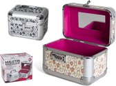 Gerimport Make-up Koffer 21 X 16 Cm Aluminium Zilver/beige
