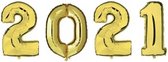 Grote 2021 folie ballonnen - goud - 100 cm - Oud en nieuw versiering / Nieuwjaar