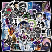 Sticker mix Tim Burton - 50 film tekeningen van Beetlejuice, Edward Scissorhands, Corpse Bride etc