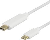 DELTACO USBC-DP053-K USB-C naar Mini DisplayPort kabel - 4K UHD - HDCP - 3D - 0,5 Meter - Wit