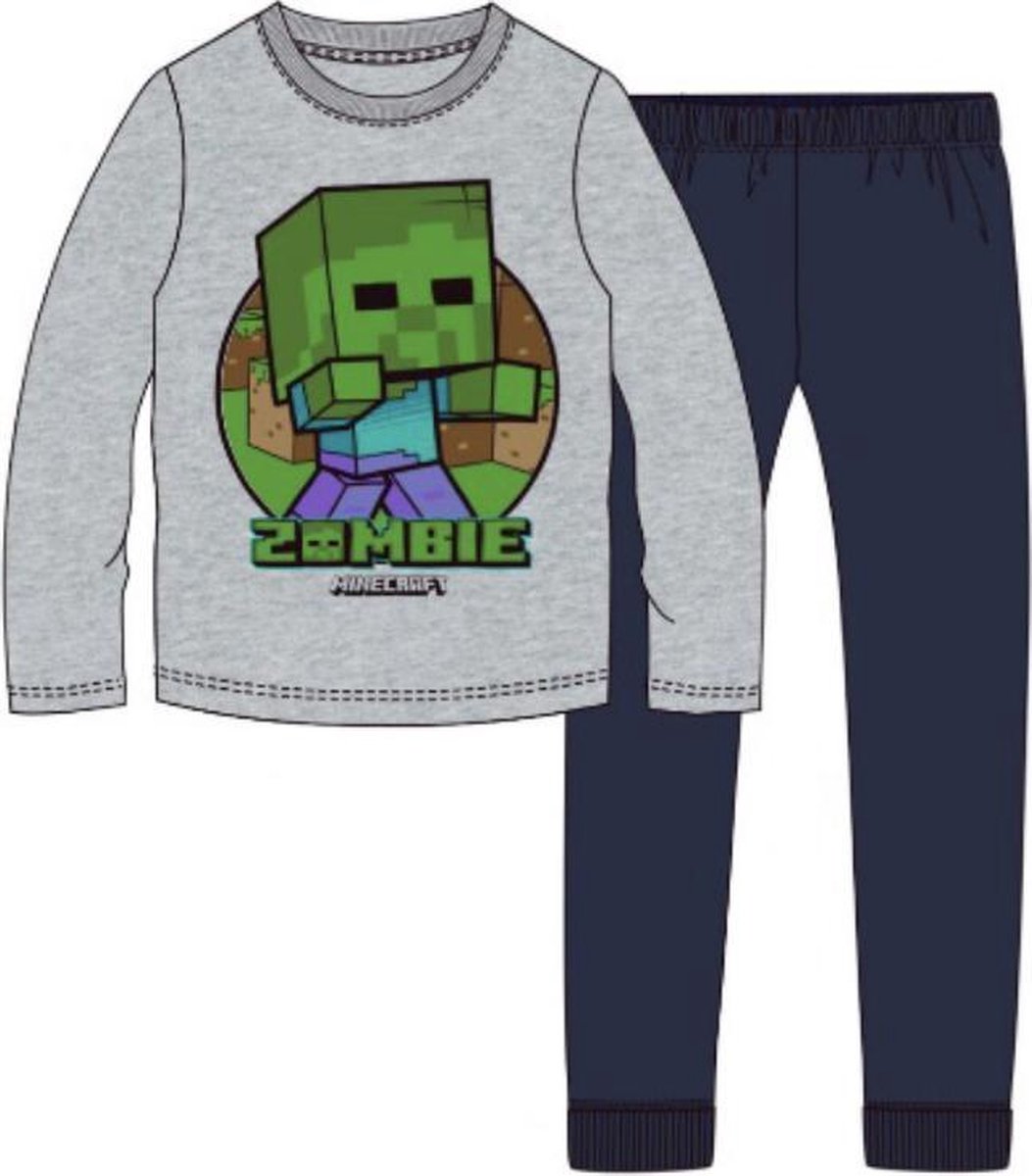 Minecraft Zombie pyjama - grijs - blauw - maat 128 / 8 jaar | bol.com