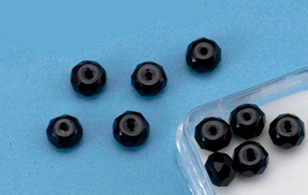 Facet Geslepen Kralen Zwart, 4x6mm, 10 stuks