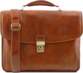 Tuscany Leather - Leren 4-vaks laptoptas 'Alessandria' - Cognac - TL141448