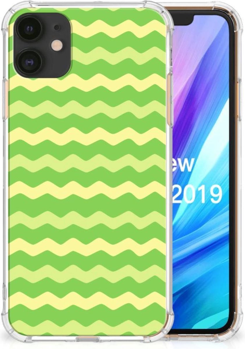 Apple iPhone 11 Doorzichtige Silicone Hoesje Waves Green