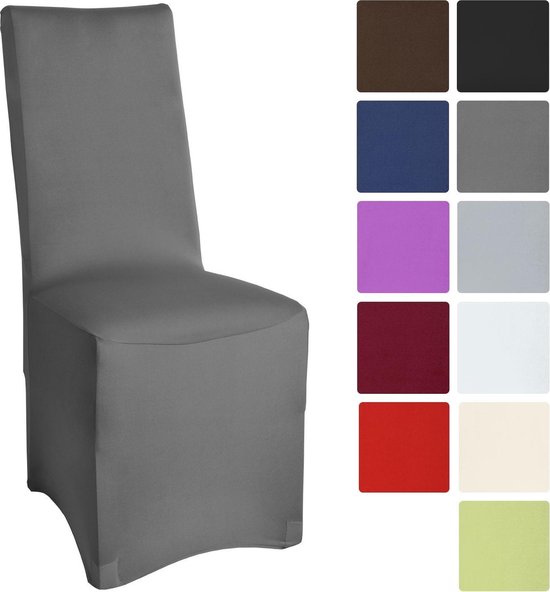 Beautissu housse de chaise extensible «Leona» 95x45x45cm anthracite