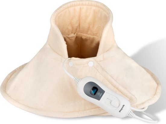 LifeGoods Elektrisch Nek en Schouder Warmte Kussen - Heating Pad voor Warmtetherapie - Spierpijn en Stijve Spieren - Verwarmingsmat - Wasbaar - Beige