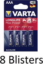 32 Stuks (8 Blisters a 4 st) Varta Longlife Max Power AAA Batterijen