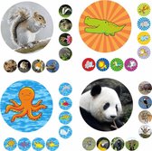 Grote Set (Belonings)stickers DIEREN | 216 grote STICKERS | 4 vellen van TOP KWALITEIT | 19 mm | Belonen met Stickers | School