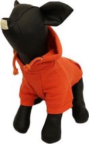 Hoodie sweater oranje voor de hond - XXS (rug lengte 16 cm, borst omvang 26 cm, nek omvang 22 cm )