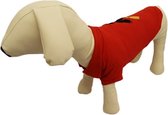 Halloween polo shirt voor de hond in de kleur licht rood - L ( rug lengte 33 cm, borst omvang 44 cm, nek omvang 30 cm )