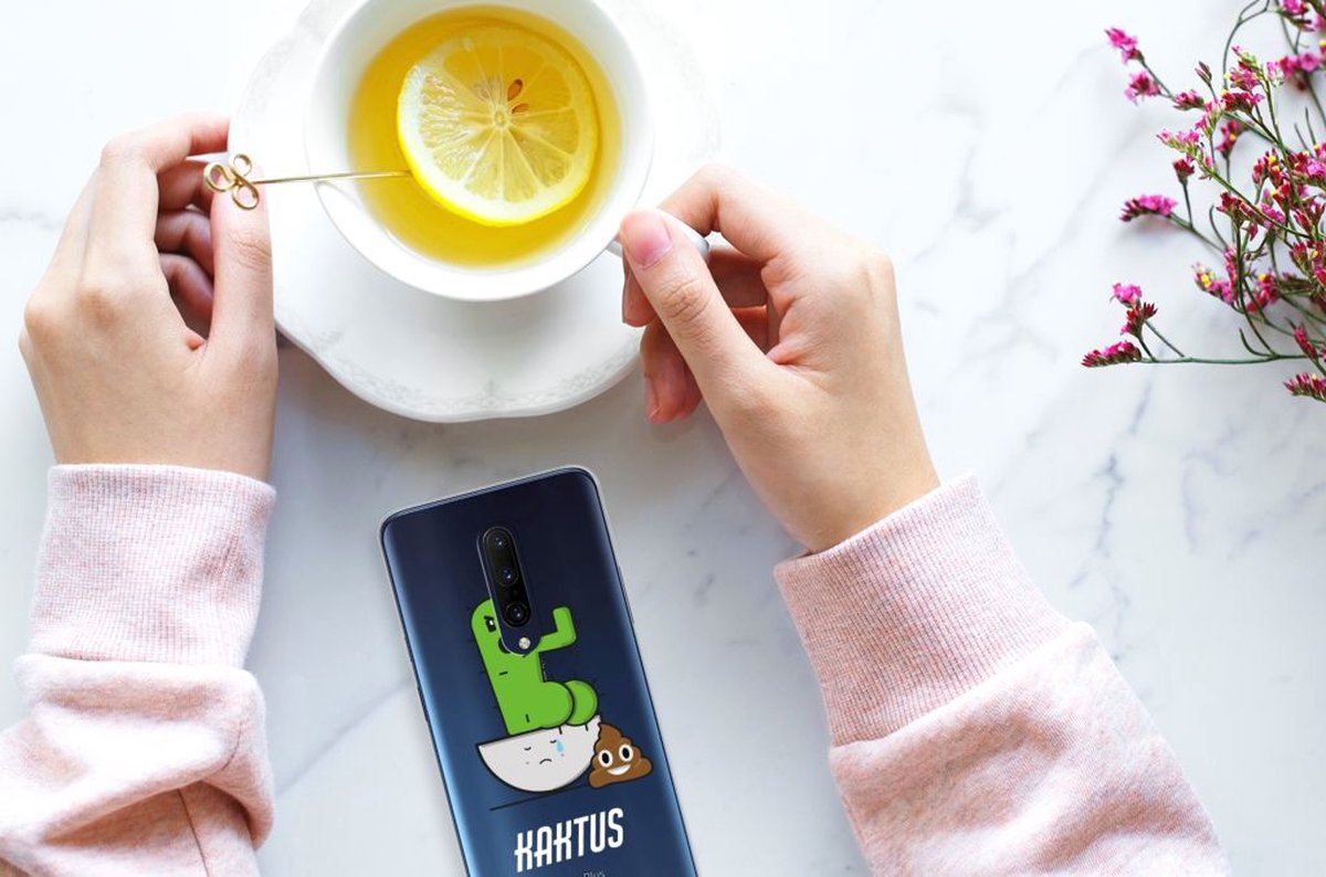 Back Cover voor OnePlus 7 Pro Telefoonhoesje met Naam Cactus Poo