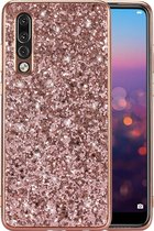 Luxe Glitter Backcover voor Huawei P30 - Bling Bling Hoesje - Roze - Hoogwaardig Hardcase - Glamour
