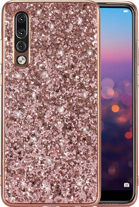 Luxe Glitter Backcover pour Huawei P30 - Étui Bling Bling - Rose - Étui rigide de haute qualité - Glamour