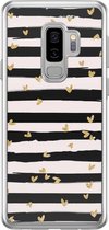 Samsung S9 Plus hoesje siliconen - Hart streepjes | Samsung Galaxy S9 Plus case | zwart | TPU backcover transparant