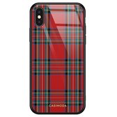 iPhone X/XS hoesje glass - Tartan rood | Apple iPhone Xs case | Hardcase backcover zwart