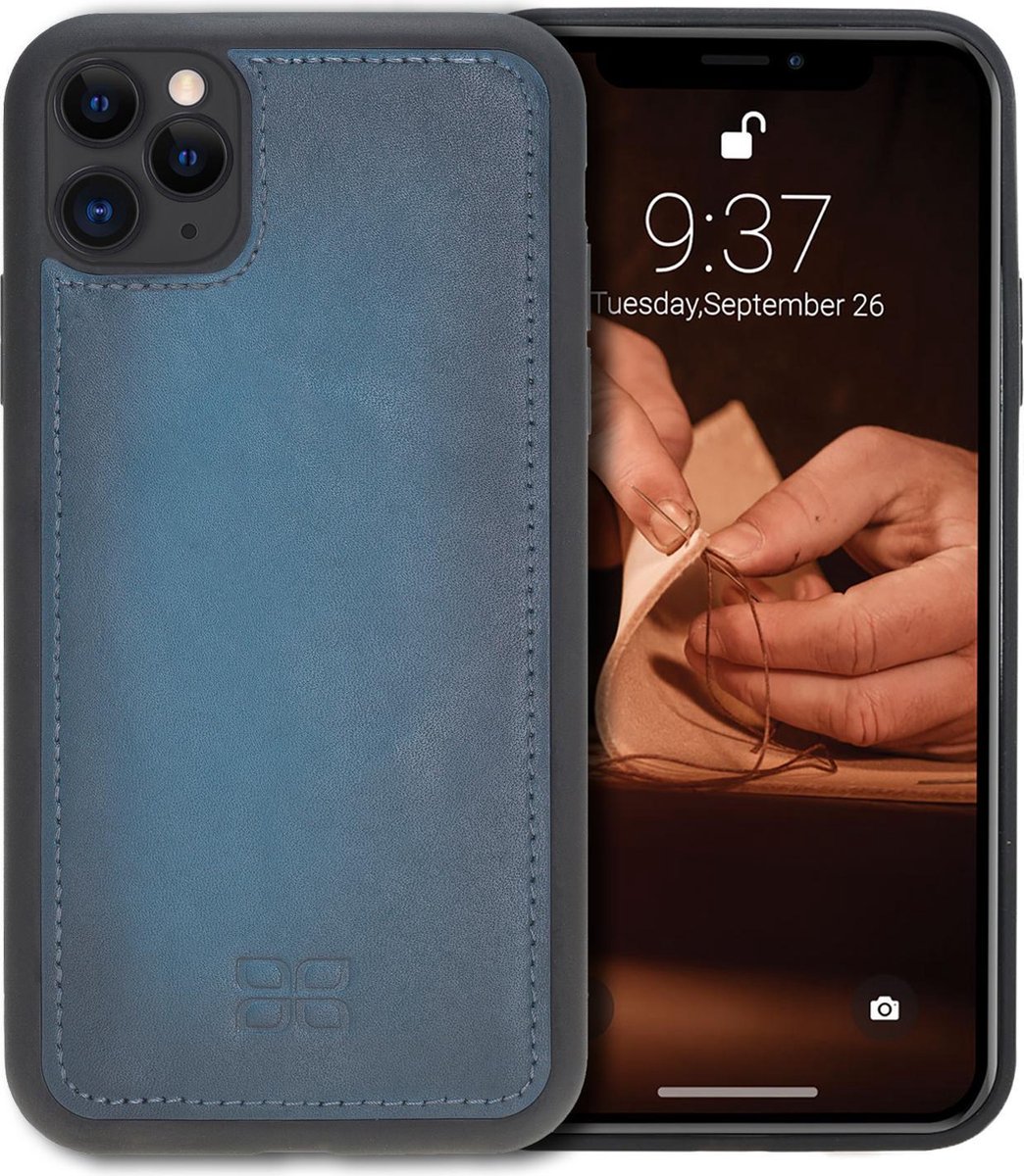 Bouletta geschikt voor iPhone 11 Pro leren Hoesje BackCover - Midnight Blue