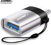 A-Konic© USB-C naar USB-A adapter OTG Converter USB 3.0 | USB C to USB HUB | geschikt voor Apple MacBook / iMac / Ultrabook / Surface Book 2 | Silver
