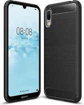 Luxe Huawei Y6 Pro 2019 Back cover – Zwart – Geborsteld TPU Carbon Case – Shockproof Hoesje