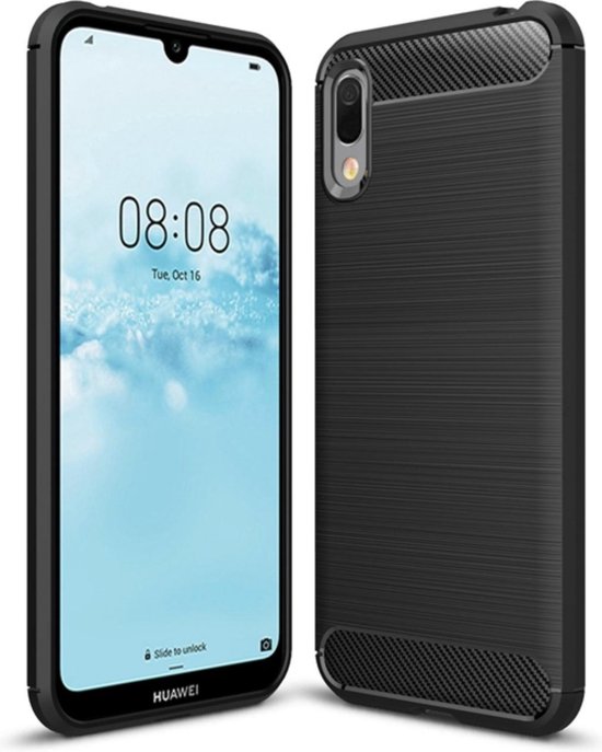 Coque Arrière de Luxe Huawei Y6 Pro 2019 - Zwart - Coque en TPU Brossé en  Carbone -... | bol.com
