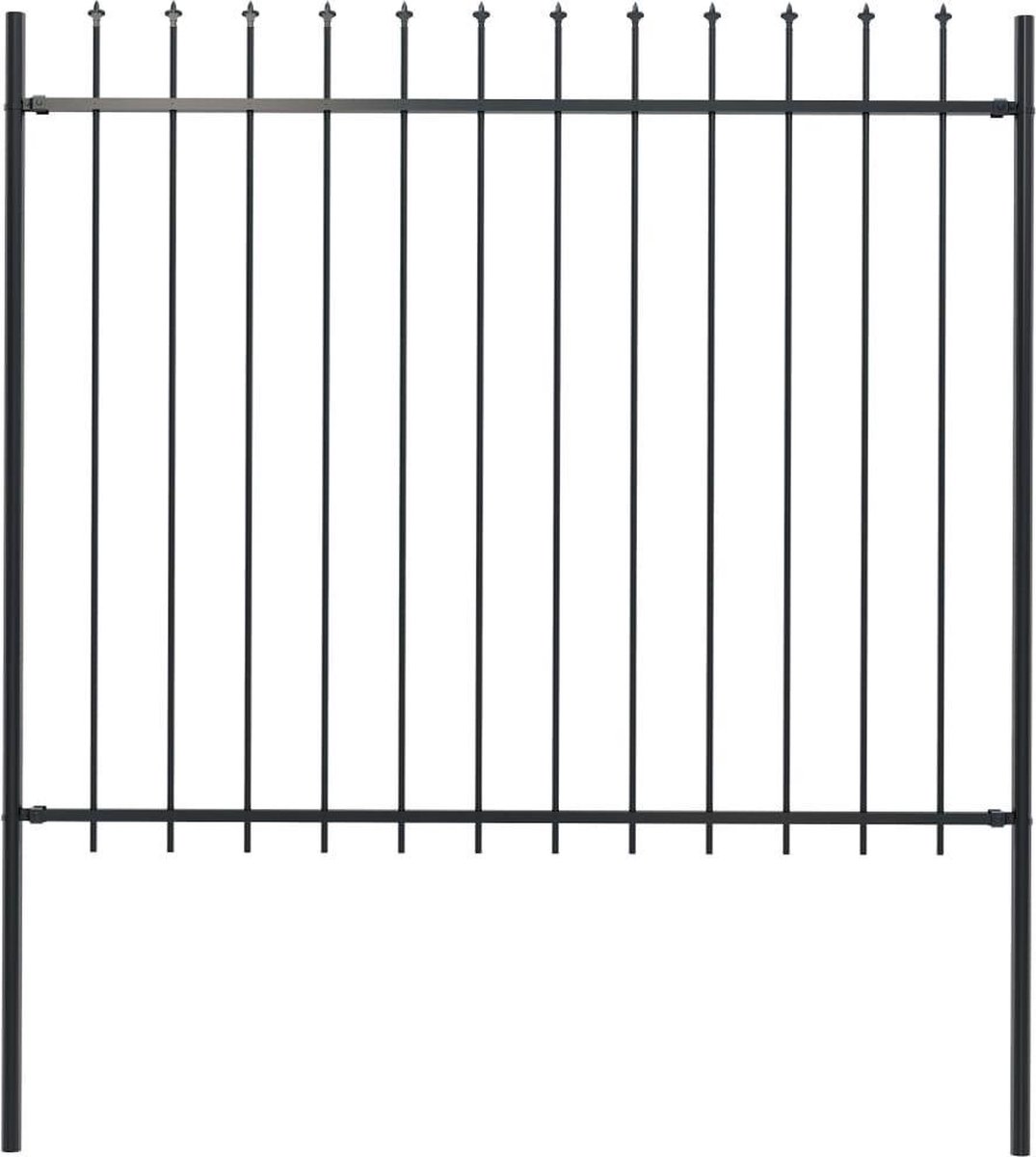 vidaXL - Tuinhek - met - speerpunt - staal - 181x150 - cm - zwart