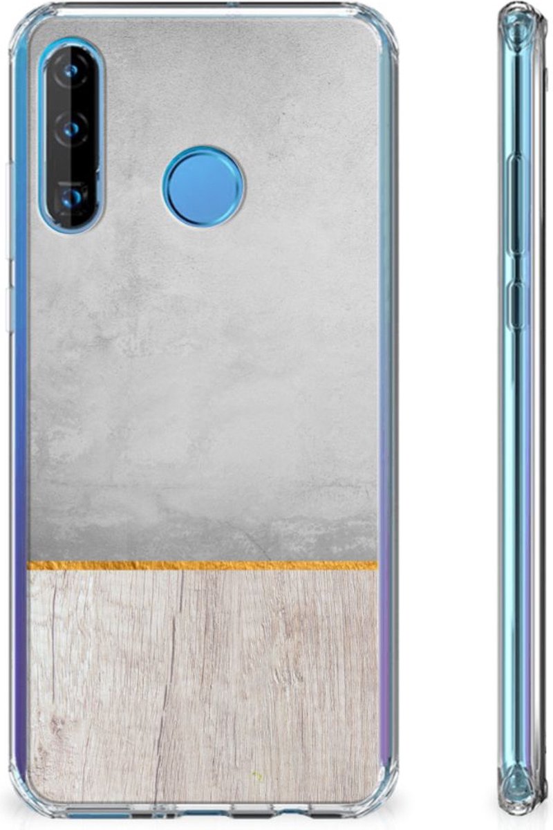 Huawei P30 Lite Stevig Telefoonhoesje Wood Concrete