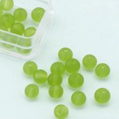 Perles de verre rondes vert mat