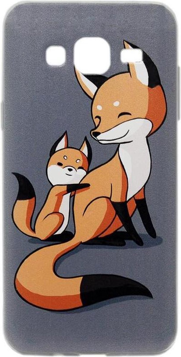 ADEL Siliconen Back Cover Softcase Hoesje voor Samsung Galaxy J7 (2015) - Vossen Familie