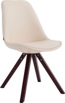 Clp Laval Bezoekersstoel - Vierkant - Kunstleer - Creme - Kleur onderstel Cappuccino (eiken)