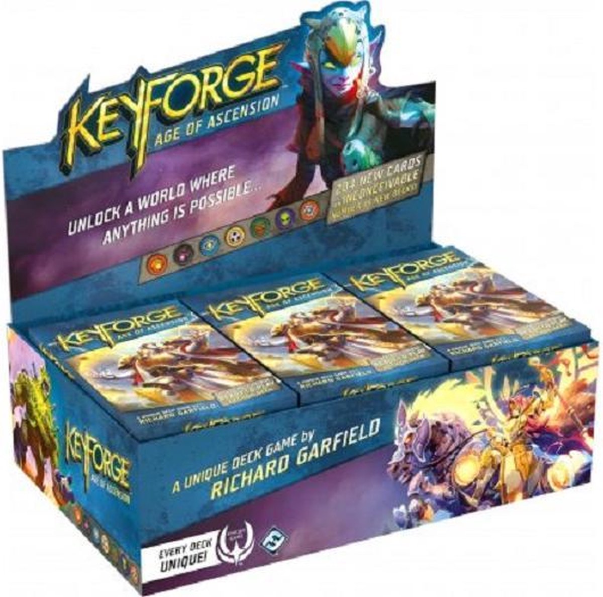 Afbeelding van product Fantasy Flight Games  KeyForge: Age of Ascension (Boosterbox = 12 decks)