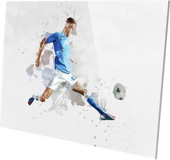 Voetballer | Polygon Art | Plexiglas | Foto op plexiglas | Wanddecoratie | 60 CM x 40 CM | Schilderij | Aan de muur | sport