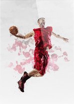 Schilderij - Basketballer Polygon Art Aan De Muur - Rood - 60 X 90 Cm Basketballer | Polygon Art | Plexiglas | Foto Op Plexiglas | Wanddecoratie | 90 Cm X 60 Cm | Schilderij | Aan De Muur | Sport
