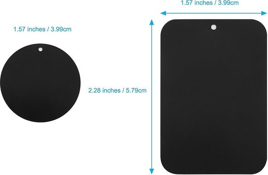 Metalen plaat, metalen telefoonplaten voor magnetische telefoonhouder, autotelefoonplaat 12-pack - dunne zelfklevende metalen plaat voor autotelefoonmagneetsticker LIUCOLI, 6 ronde en 6 rechthoekige