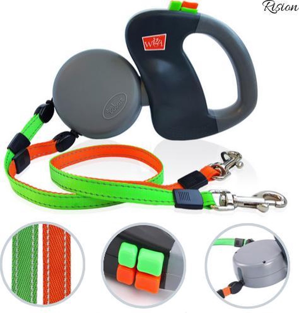 Etechydra Hondenriem intrekbare riem 5m / 16ft, kauwbestendige hondenriem met anti-bijt hondenketting riem voor middelgrote en grote honden, 5 m nylon