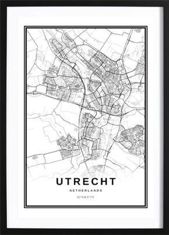 Utrecht Stadskaart Poster (29,7x42cm) Wallified Steden Poster