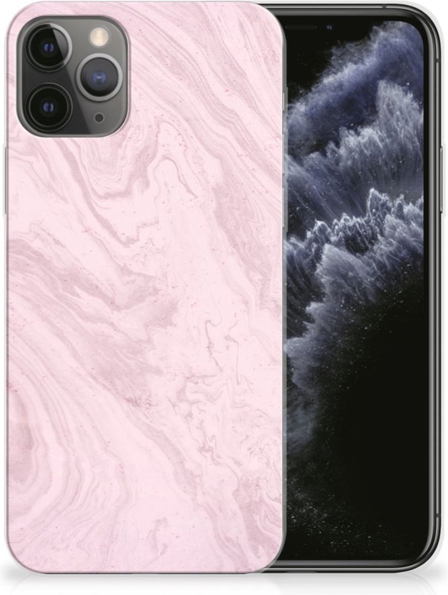 Apple iPhone 11 Pro TPU Siliconen Hoesje Marble Pink - Origineel Cadeau Vriendin