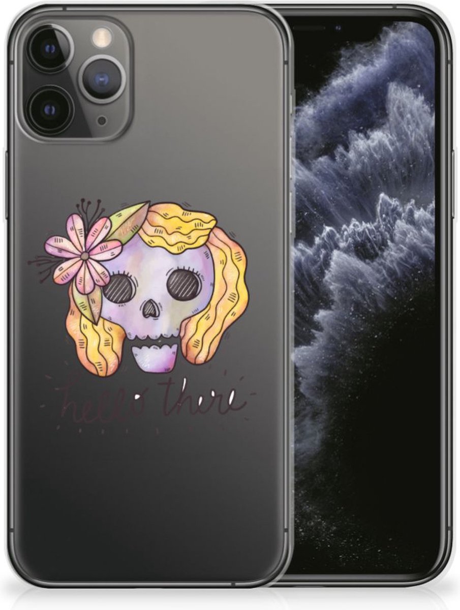 Back Cover voor Silicone Back Case Apple iPhone 11 Pro Boho Skull