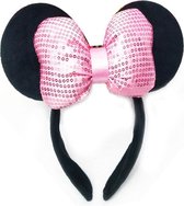 Minnie Mouse diadeem 3D effect, Minnie Mouse, haarband, Minnie Mouse oren, roze glitterstrik