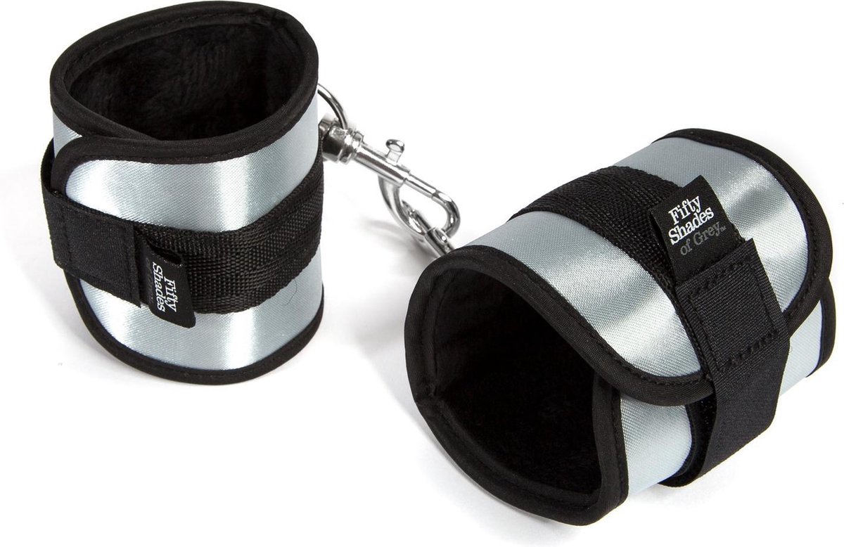 Goedkoopste Fifty Shades Handboeien - Fluweel - Zilver/ Zwart