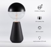 Tafellamp - Lila Led Lamp Op Batterijen,wireless Charging, Zwart - Ø 9.5 Cm - Zwart