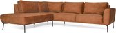 Loungebank Tulp chaise longue links - leer Colorado cognac 03 - 2,24 x 2,70 mtr breed
