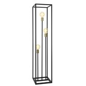 Vloerlamp - Staande lamp - Metaal - Zwart & messing kleurig - Fitting 3 x E27 - Afmeting (LxBxH) 30 x 30 x 140 cm
