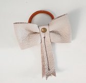 Toetie & Zo Handmade Leather Hair Elastic Bow Creme, blanc, accessoire pour cheveux